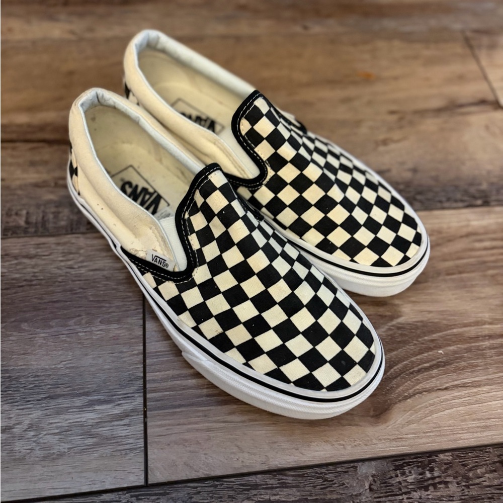 Vans Black and White Checkerboard Slip-Ons